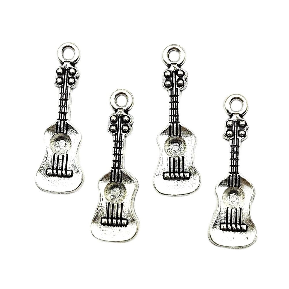 5170 30PC Antique Silver Charms Music Guitar Pendants Alloy Vintage